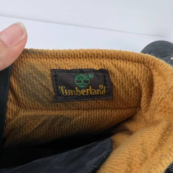 Timberland 12 Men's Navy Blue DIstressed Nubuck Leather Logo TAG Boots Outdoors - Picture 10 of 12